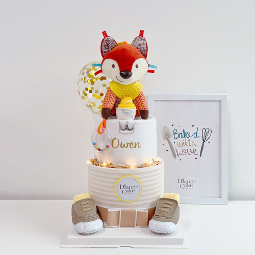Personalised Sensory Fox Diaper Cake